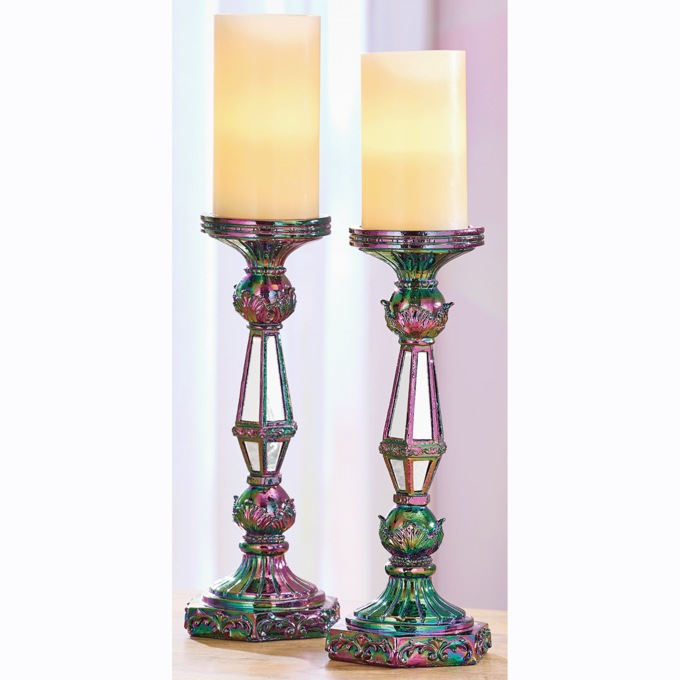 Set of 2 Iridescent Candleholders, , large
