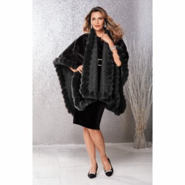 Reversible Faux-Fur Trim Wrap, , large