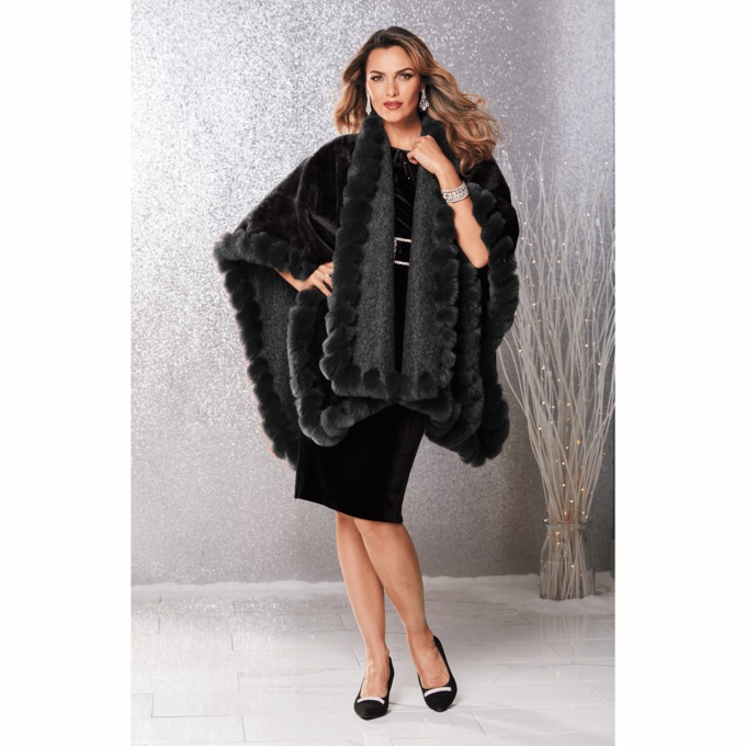 Reversible Faux-Fur Trim Wrap, , large