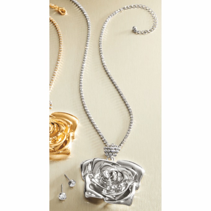 Rose Necklace and Earring Set, , large