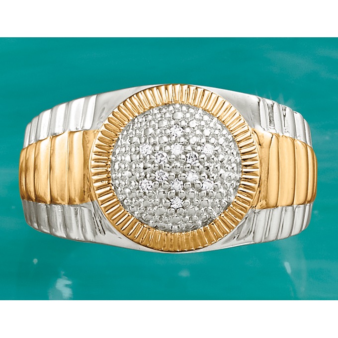 Men&#39;s Diamond Two-Tone Ring, , large
