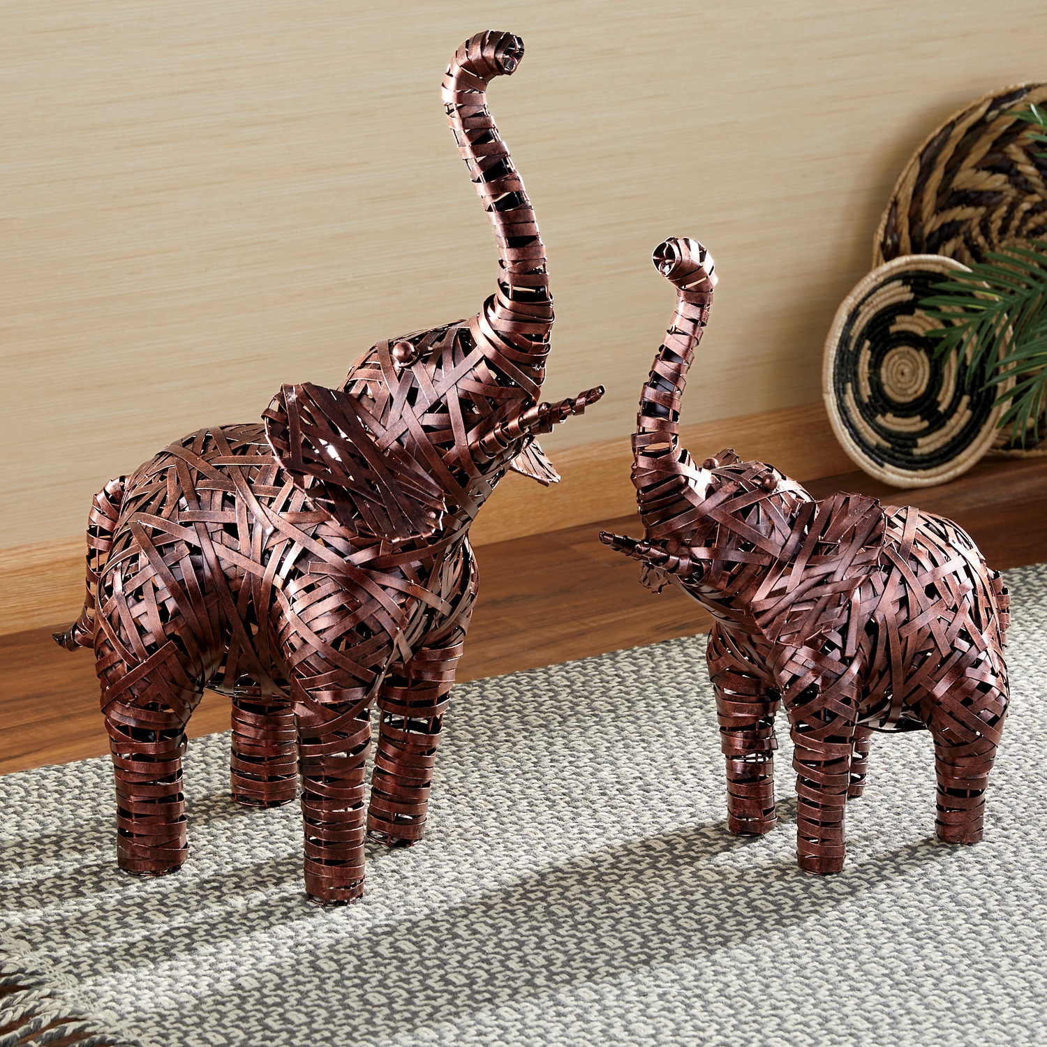 Woven Metal Elephant Decor | Midnight Velvet