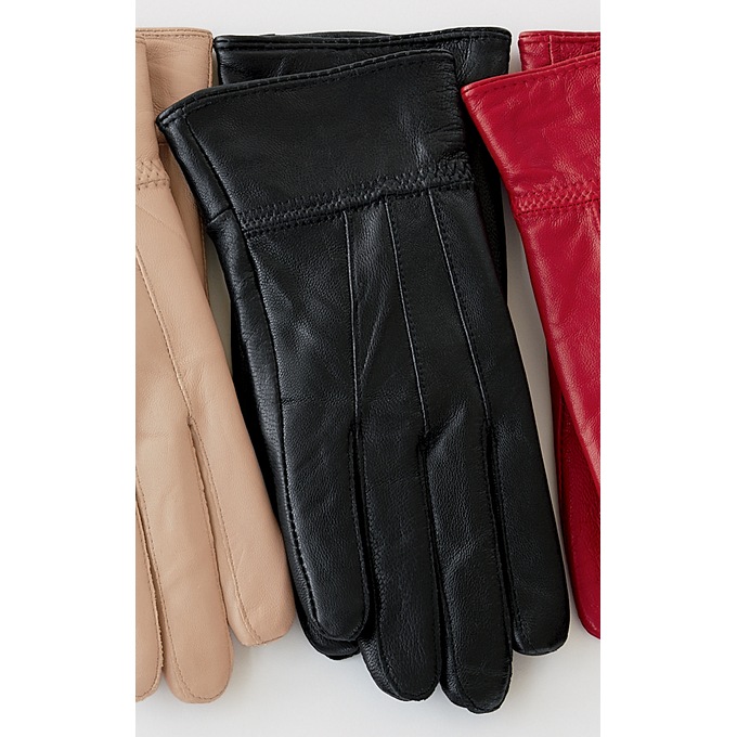 Classic Cinched Leather Gloves, , large