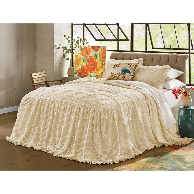 Angelica Ruffle Chenille Bedspread, , large