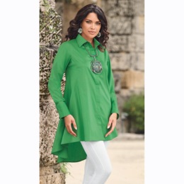 Emily Oversized Button-Down Tunic with High-Low Hem, , large