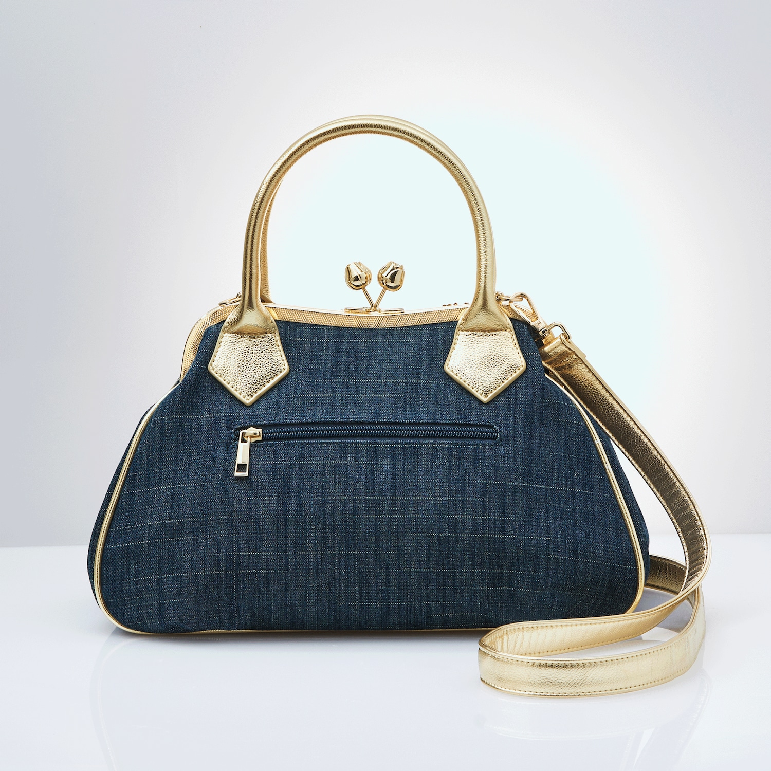 3D Floral Denim Satchel | Midnight Velvet