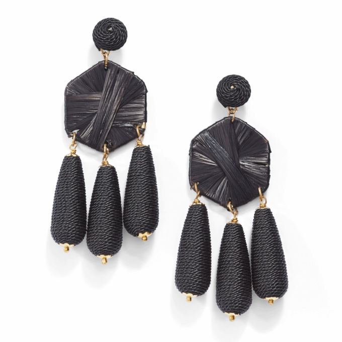 Black Geo Drop Earrings, , large