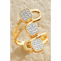 Diamond 3-Square Wrap Ring, , large