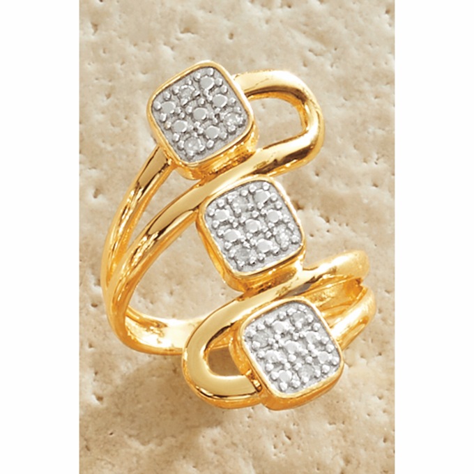 Diamond 3-Square Wrap Ring, , large