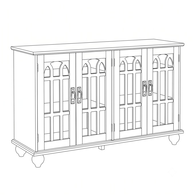 Arched Mission-Style TV Stand, Black, large