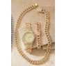 Men's Crystal Link Watch, Necklace & Bracelet Set, Goldtone, large