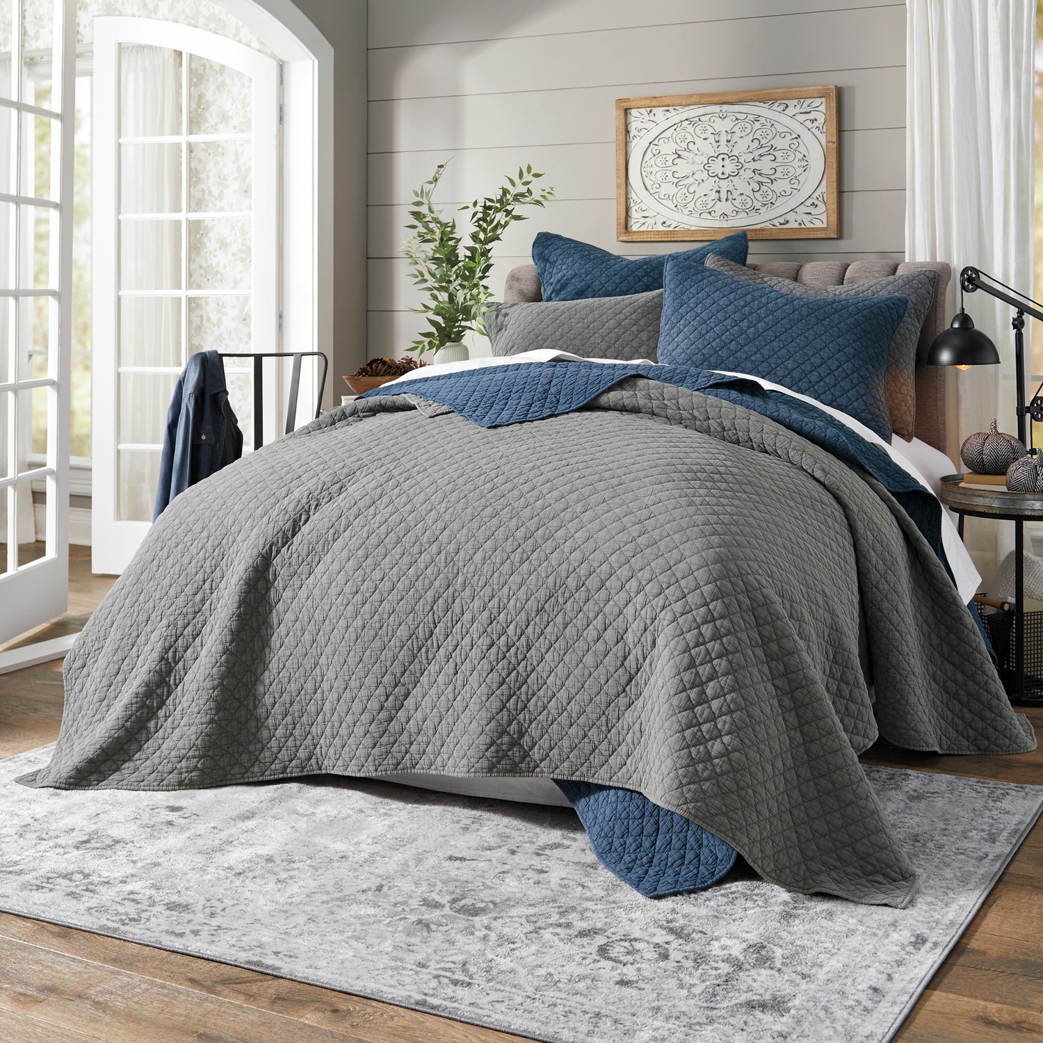 Vintage Wash Oversized Quilt and Sham Midnight Velvet