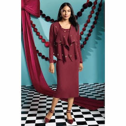 Grommet-Embellished Knit Jacket Dress, , large