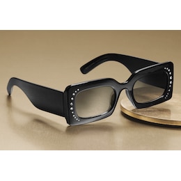 Rhinestone Embellished Square Sunglasses, , large