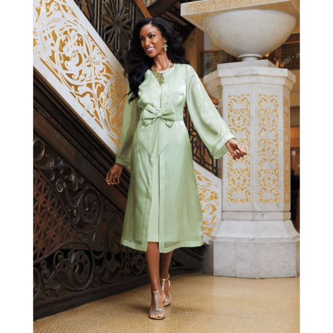 Bryanna Organza Bow-Front Jacket Dress, , large