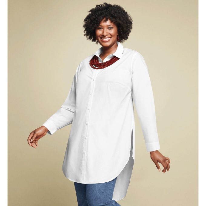 Julie Classic Button-Down Tunic, Crisp White, large