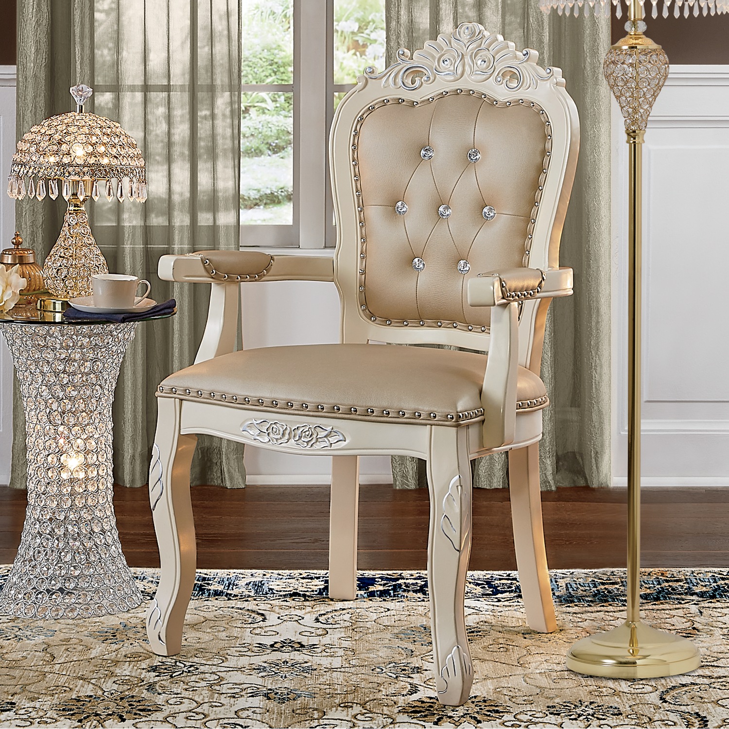Emmeline CrystalTufted Chair Midnight Velvet