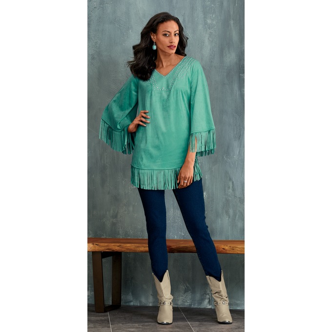Fringe Poncho Top, , large