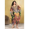 Luna Sheer Embellished Long Caftan with Boat Neckline, Multi, large