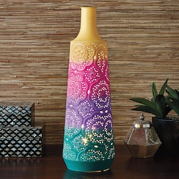 Lit Laser-Cut Metal Vase, , large