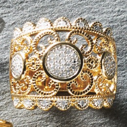 Diamond Round Cluster Scroll Band, , large