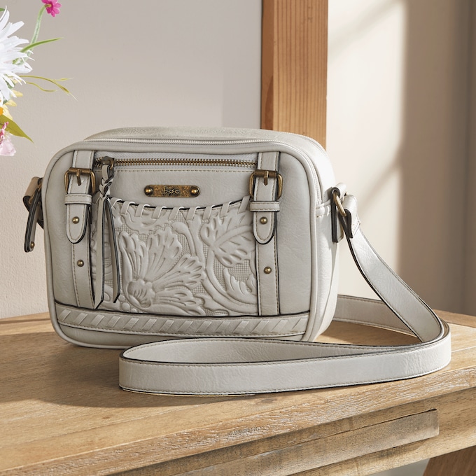 B.O.C. Faux Leather Shadow Lawn Camera Bag by Born, Dove, large