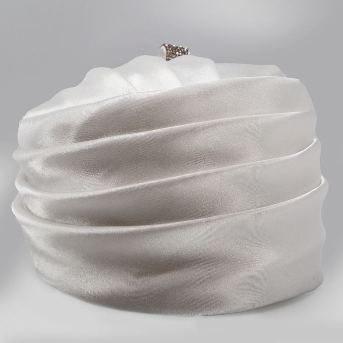 Embellished Satin Flower Turban, , large