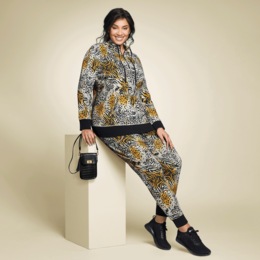 Printed French Terry Active Set with 3/4 Zip, , large