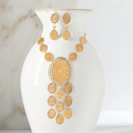 Metallic Lace Ovals Necklace &amp; Earring Set, , large