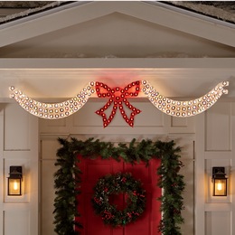 Dazzling Lighted Swag &amp; Bow, , large