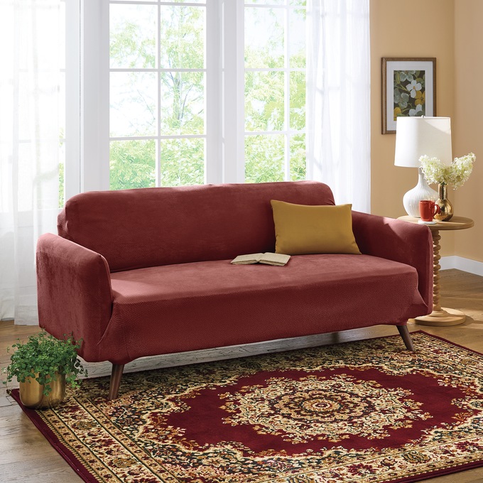 Stretch Pique Slipcover, Paprika, large