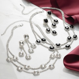 Crystal Multi-Strand Necklace &amp; Earring Set, , large