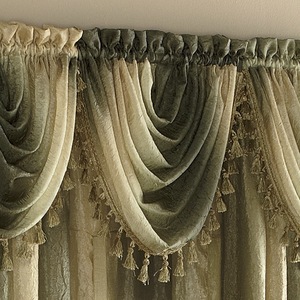 Ombre Semi-Sheer Tasseled Waterfall Valance, , large