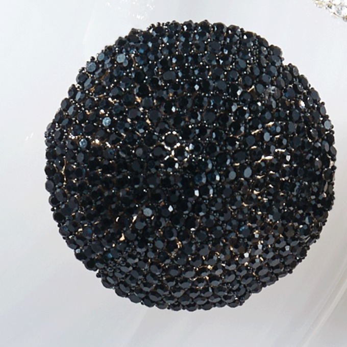 Crystal Color Round Pav&eacute; Earrings, Black, large