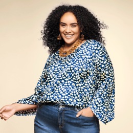 Dottie Bell-Sleeve Blouse, , large