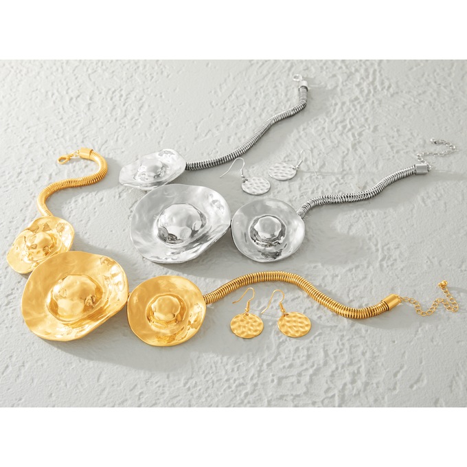 Tri-Round Necklace and Earring Set, , large