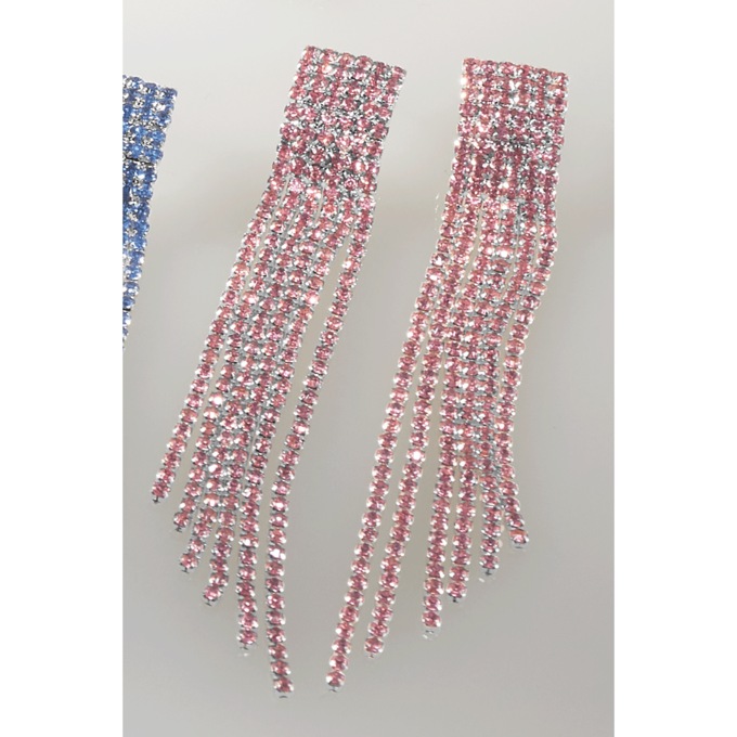 Color Crystal Fringe Earrings, , large