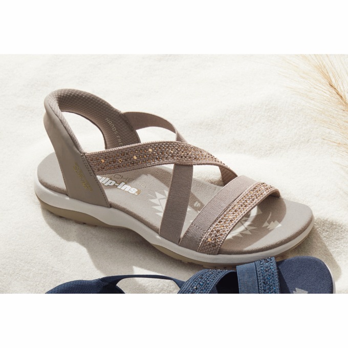 Skechers Women's Slip-Ins Reggae Slim Summer Sparkle Sandal, , large