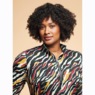 Ayva Bright Zebra-Print Tie-Waist Sheath Dress with Zip Front, , large