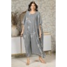 Taylor Faux-Pearl Embellished Long Caftan, Gray Multi, large