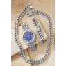 Men's Crystal Link Watch, Necklace & Bracelet Set, , large