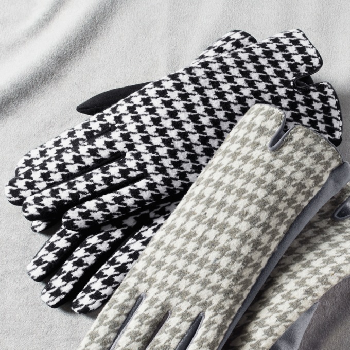 Houndstooth Glove, Black, large