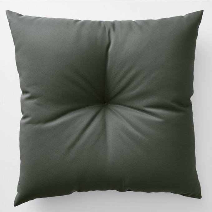 Button-Tufted Outdoor Pillow, Gray, large