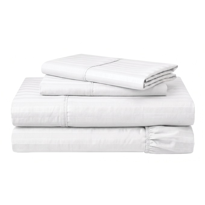 400-Thread Count Egyptian Cotton Sateen Stripe Sheet Set, , large