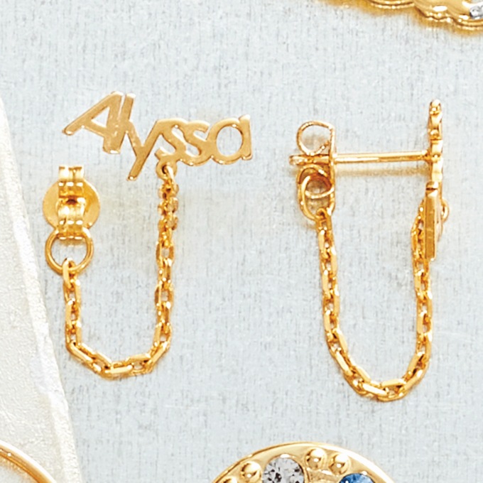 Name Post Chain Earrings, , large