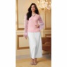 Zia V-Neck Top with Sheer Ruffle Sleeves, Pink, large