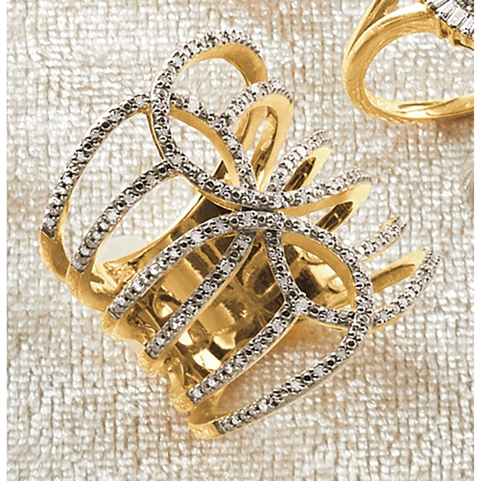 Diamond Interlocking Rows/Concave Ring, , large