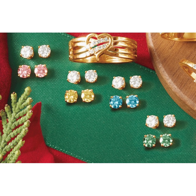 Lab-Created Diamond Color/White 2-Pair Post Earring Set, , large