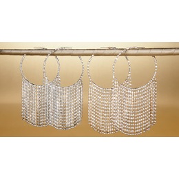 Crystal Fringe Hoops, , large
