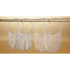Crystal Fringe Hoops, , large